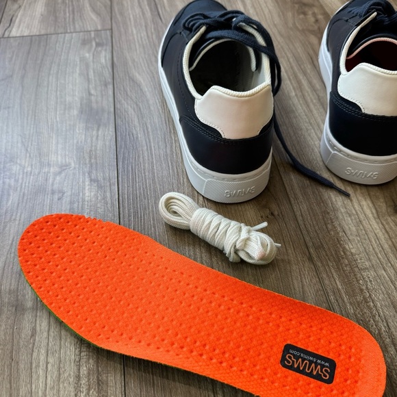 SWIMS Avenue Leather Sneaker Casual Shoes Navy Men’s Size 8 New in Box - Picture 10 of 13